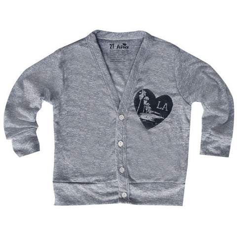 Heart LA Kids Cardigan in Heather Grey