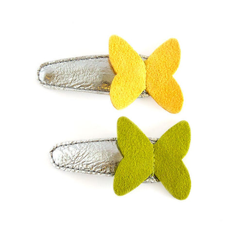 Butterfly Hair Clip Set in Yellow and Green